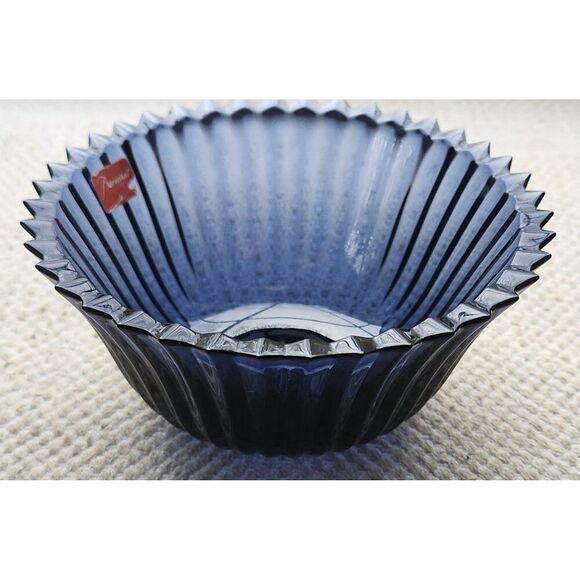 Baccarat Mille Nuits Midnight Blue Glass Crystal Finger Bowl Tableware w Label - Picture 8 of 8